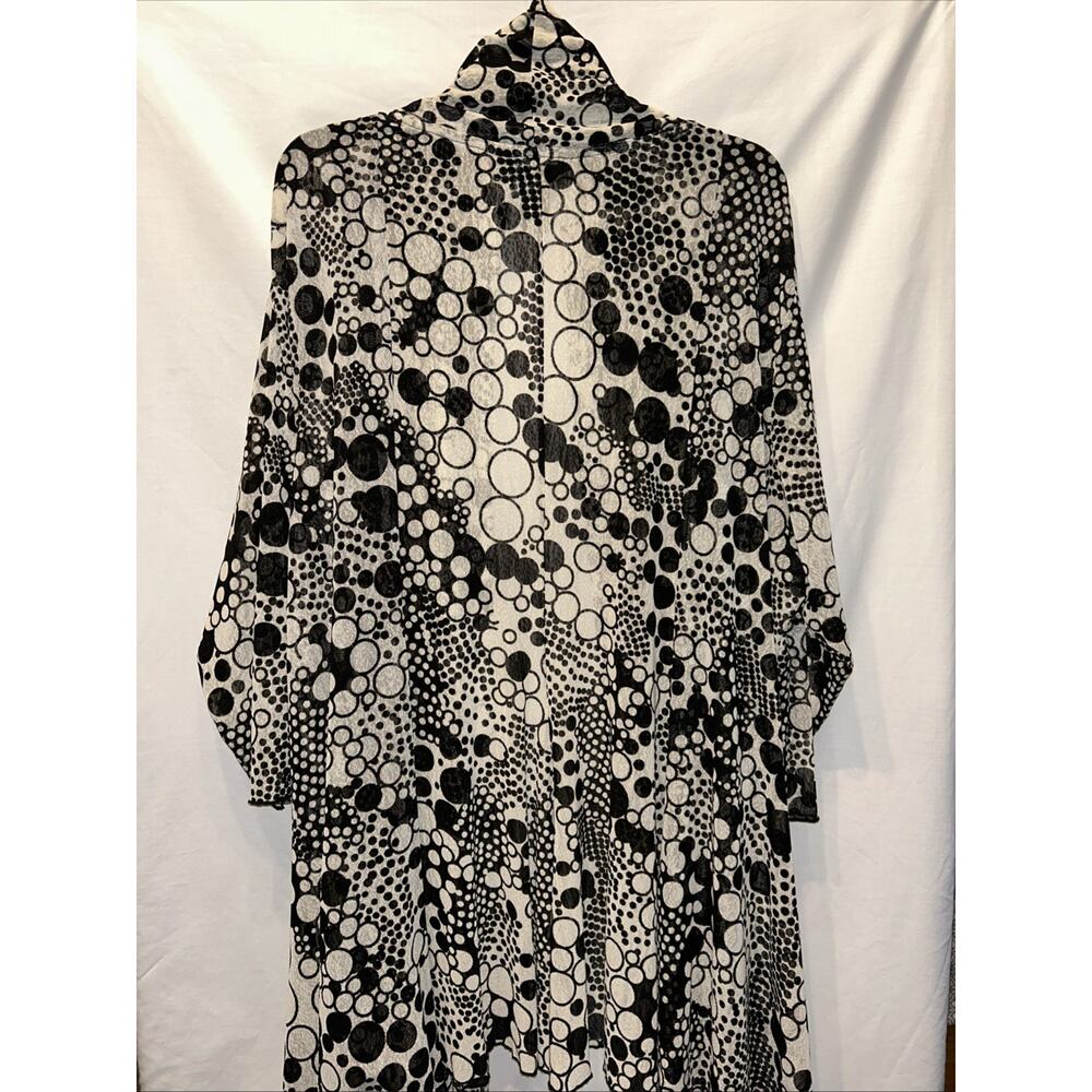 Ali Miles Cardigan Womens Plus 3X Black White Sheer Mesh Sweater Lightweight - Picture 8 of 13